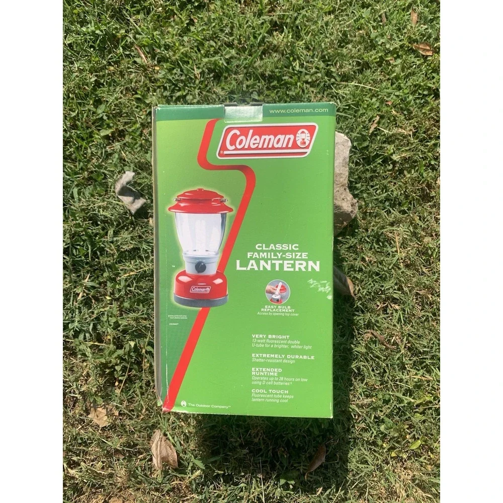 Coleman Classic Family Size Lantern Red Battery Powered Fluorescent Camping Lamp